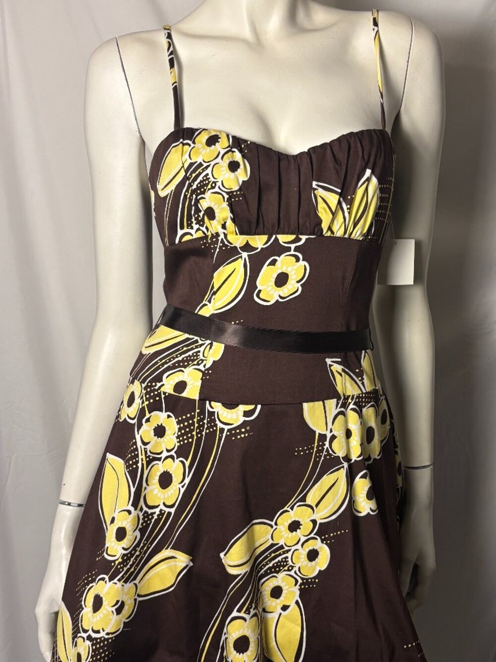 B. Darlin Brown & Yellow Floral Fit & Flare Dress Women's Size 5/6